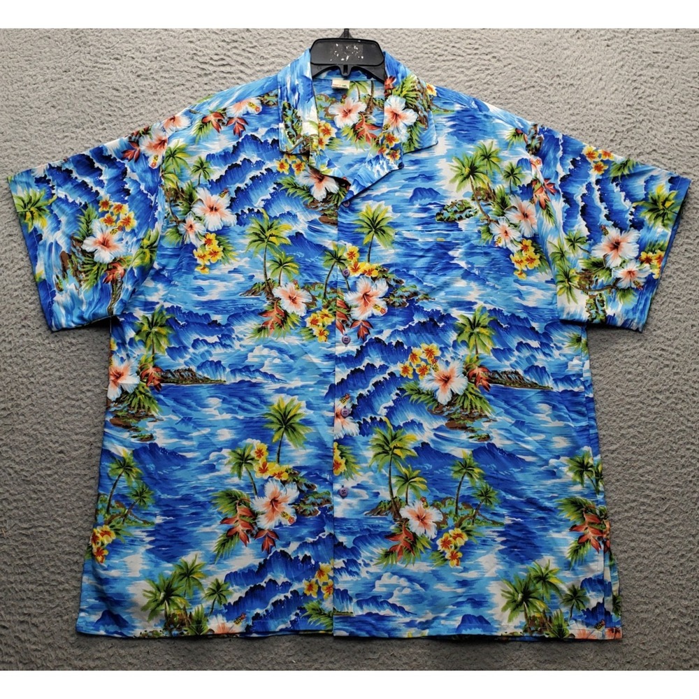 Magics Hawaiian Shirt Mens XL Multi Tropical Print Short Sleeve Button-Up EUC